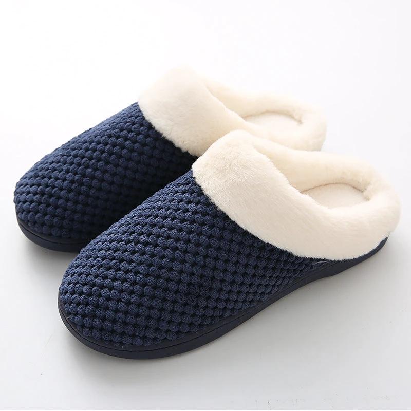 Mem's Indoor Warm High Elasticity Sponge Slippers by GJG Denim