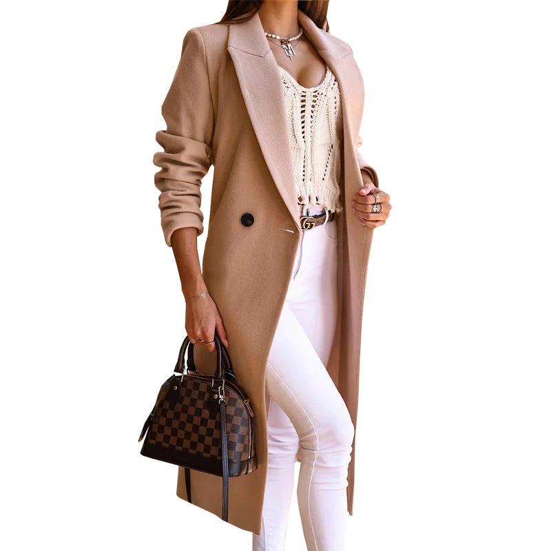Minimalist Long Sleeve Lapel Button Split Coat by GJG Denim
