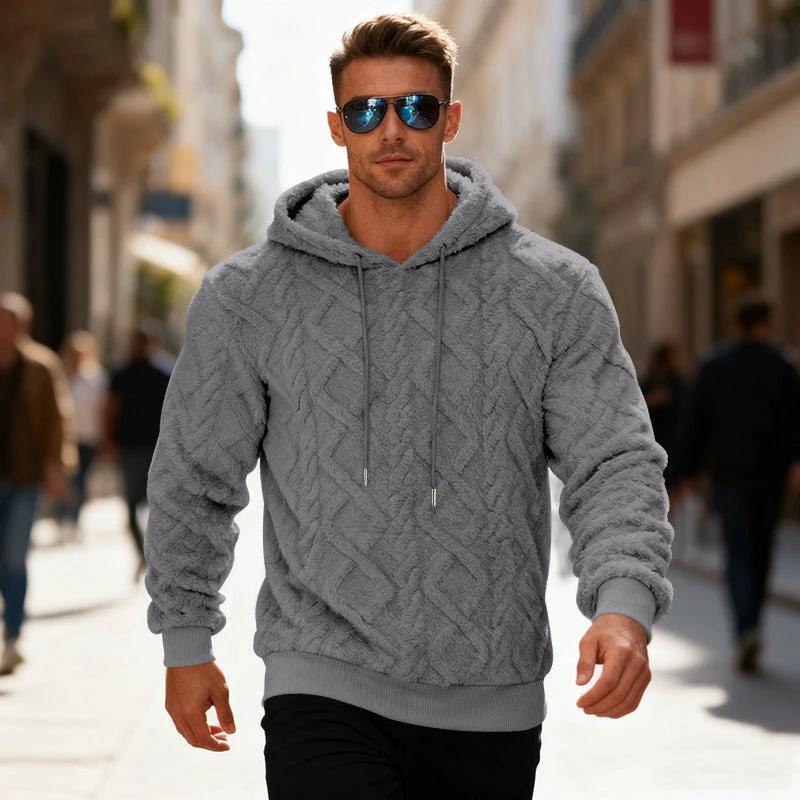 Men's Casual Heavy Double-sided Loose Pullover Hoodie by GJG Denim