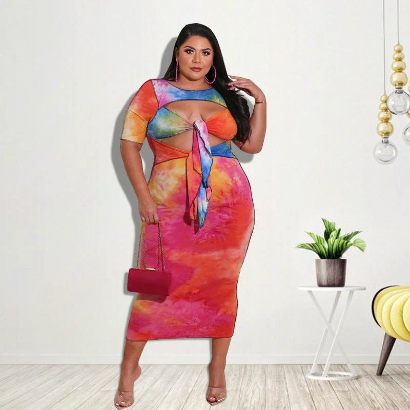 Plus Size Women's Kansuha Printed Fashion Dress by GJG Denim