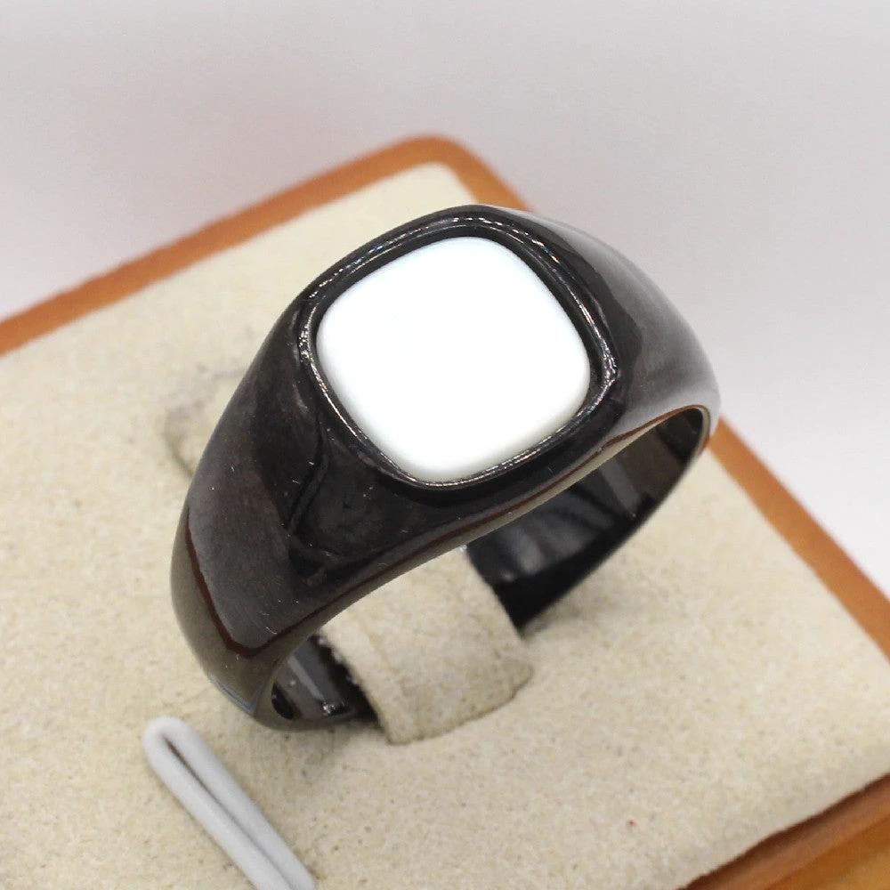 Men's Minimalist Square Gemstone Ring by GJG Denim