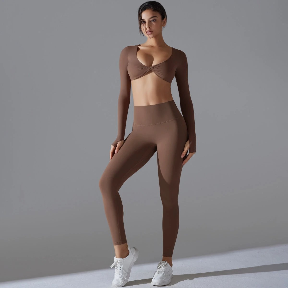 Yoga Clothes Sports Push Up Long Sleeve Workout Clothes Suit by GJG Denim