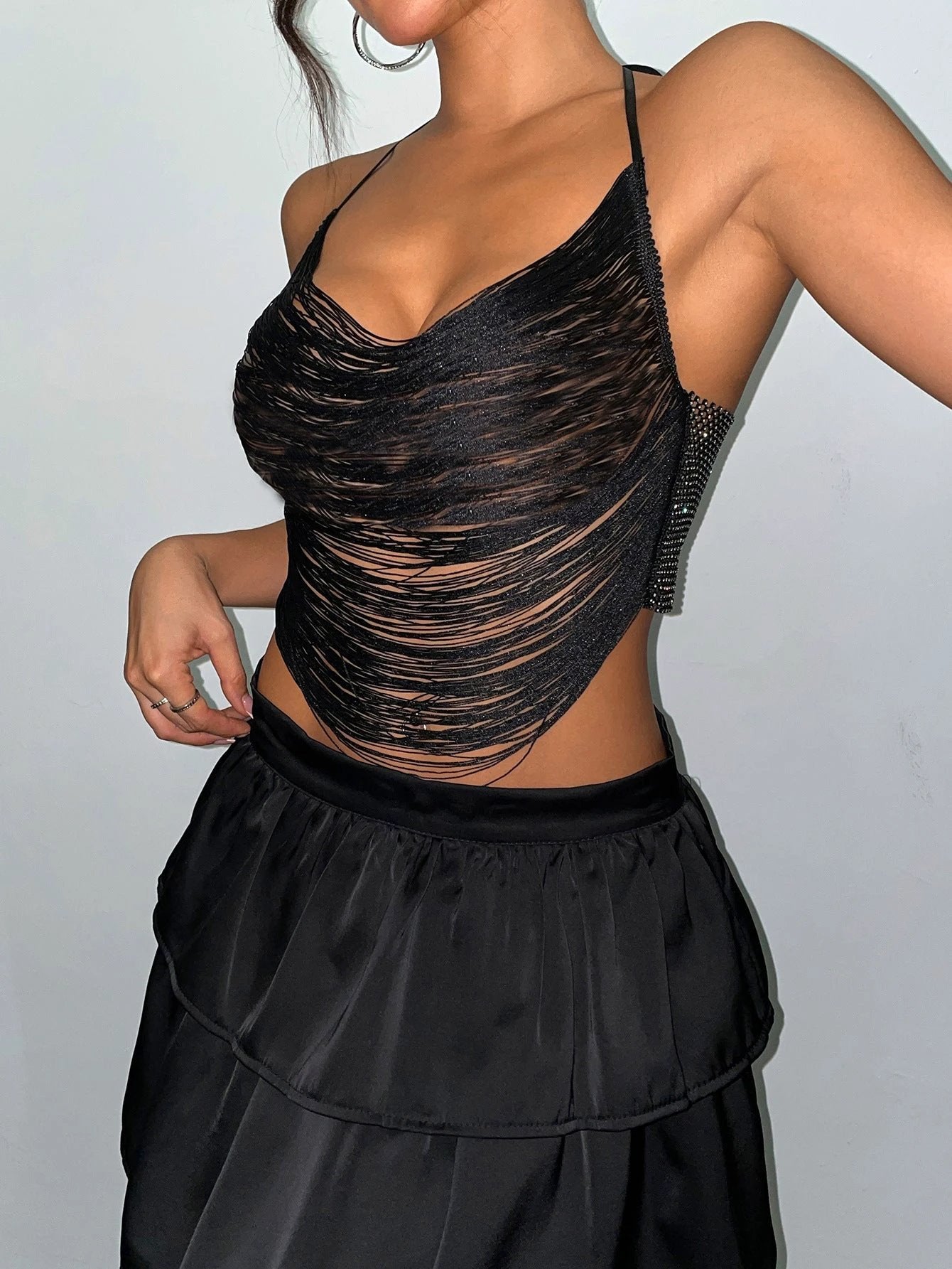 Women's Fashion Multi-layer Tassel Suspender Top by GJG Denim