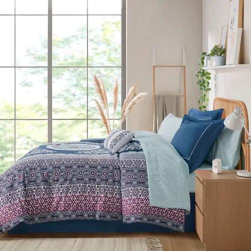 Queen Boho Comforter Set With Bed Sheets by GJG Denim