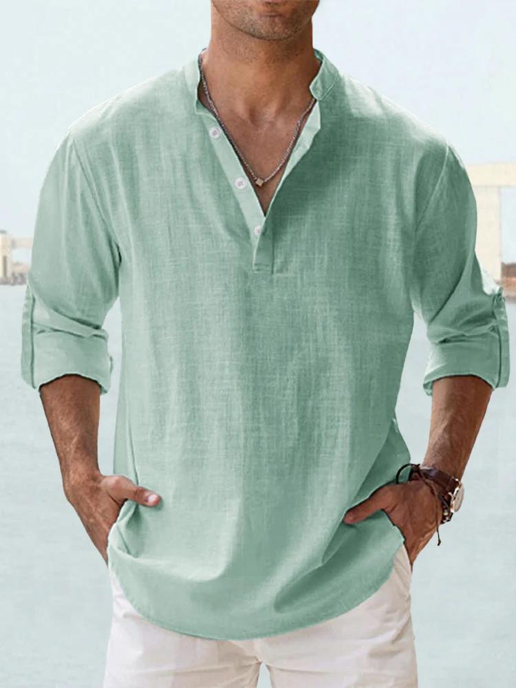 Men's Casual Cotton Linen Loose Shirts by GJG Denim