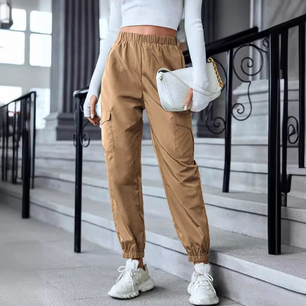 Multi-Color Casual Working Pants Multi-pocket Skinny Pants by GJG Denim