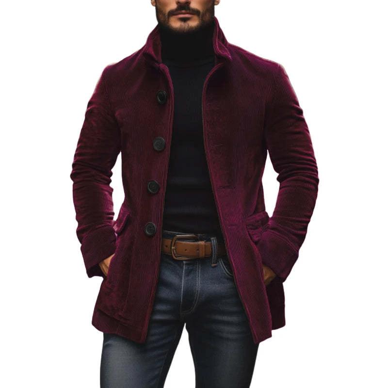 Men's Stand Collar Button-up Coat Casual Jacket by GJG Denim