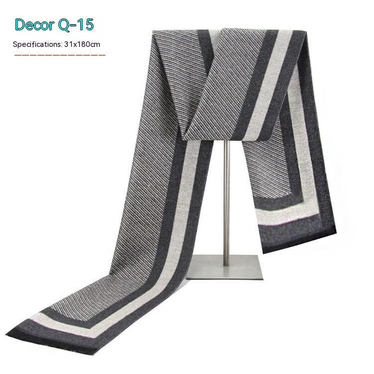 Men's Striped Winter Warm Artificial Cashmere Scarf For Men by GJG Denim