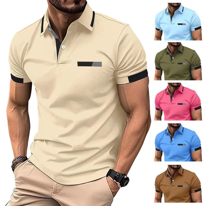 Men's Casual Polo Shirt Faux Pocket by GJG Denim