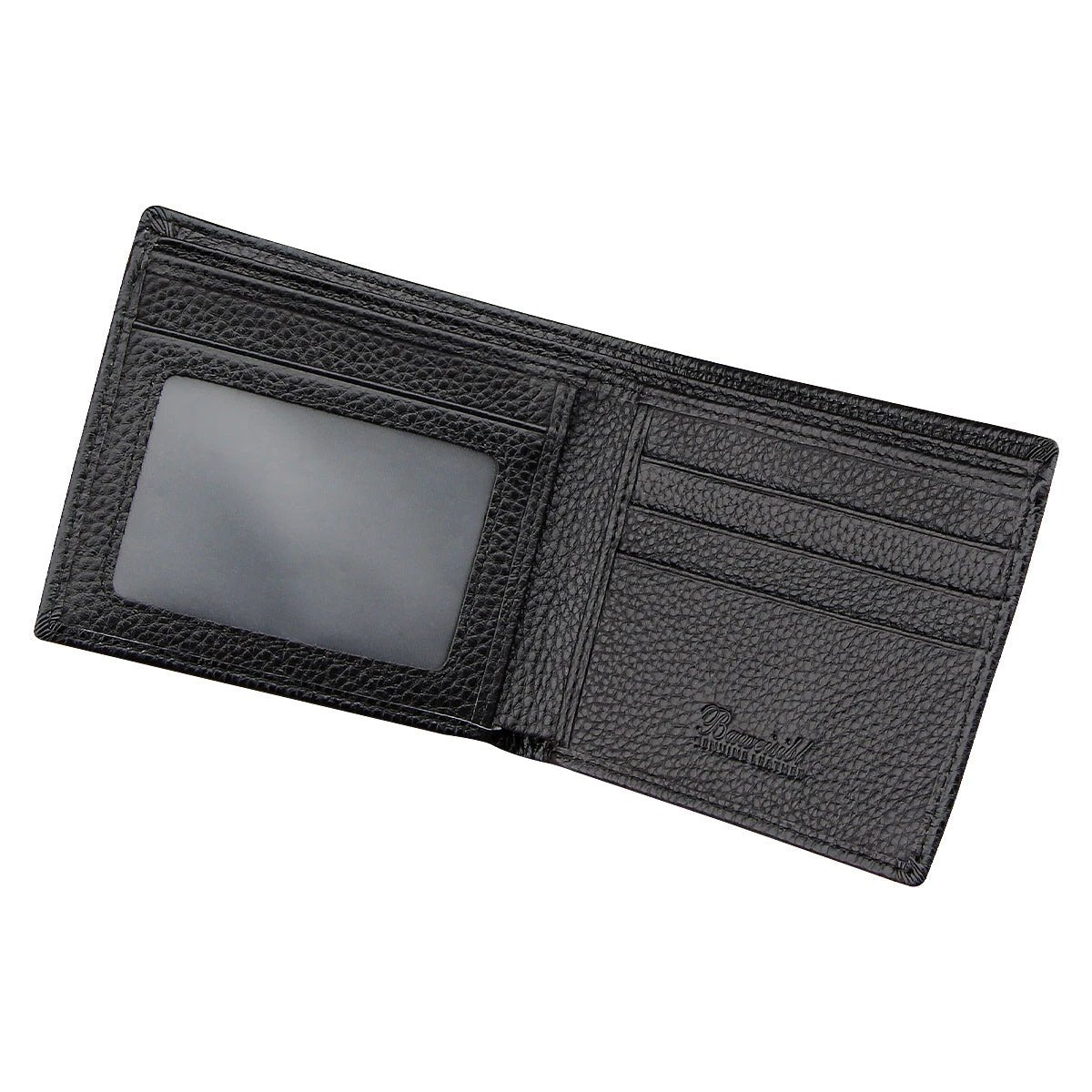 Black Men's Genuine Leather Wallet Cowhide Short Bifold by GJG Denim