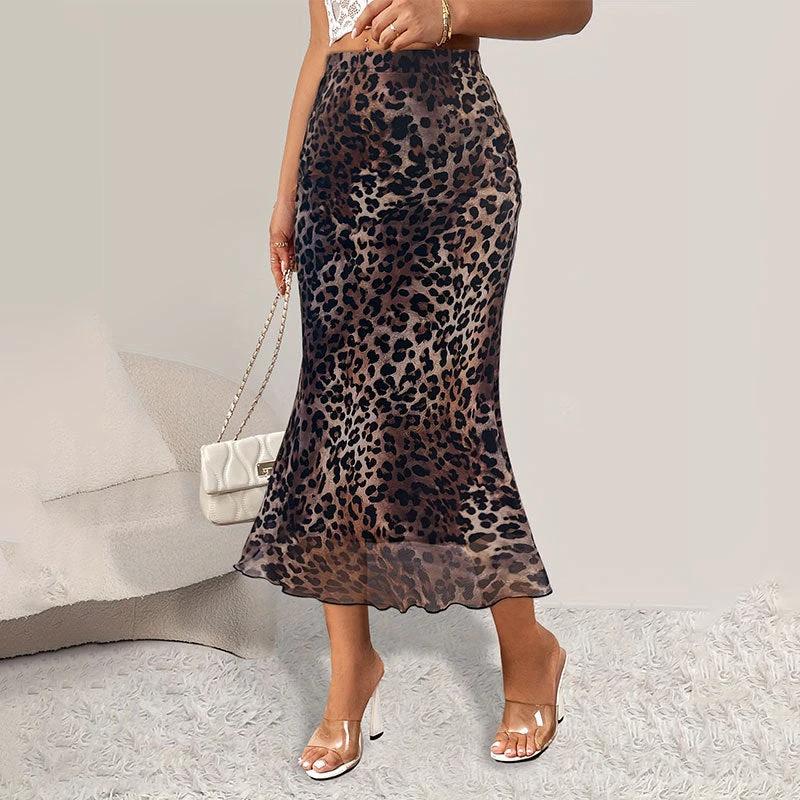 Sexy Leopard Print Stretch Mesh See-through Skirt by GJG Denim