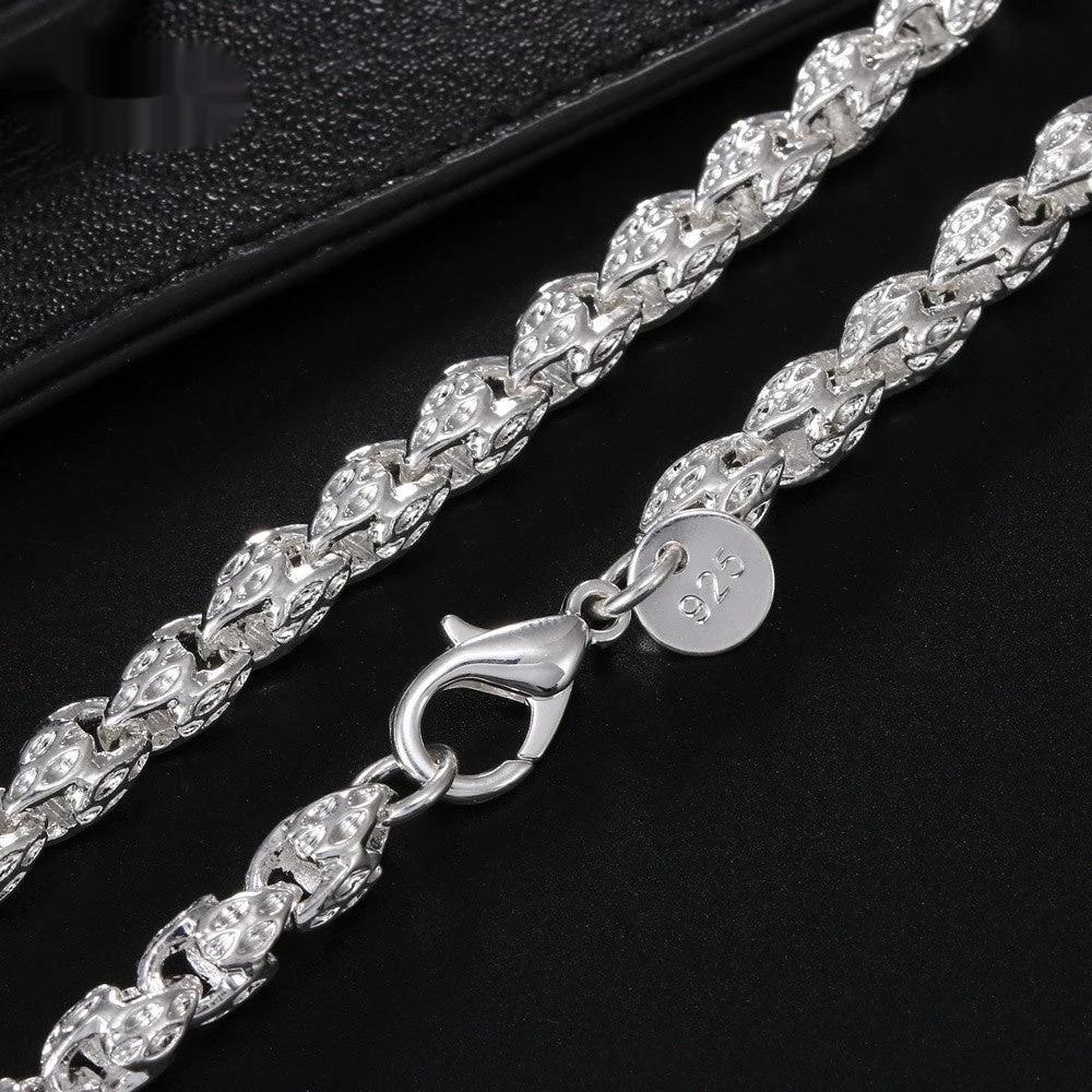 Simple Round Silver Plated Necklace For Men by GJG Denim