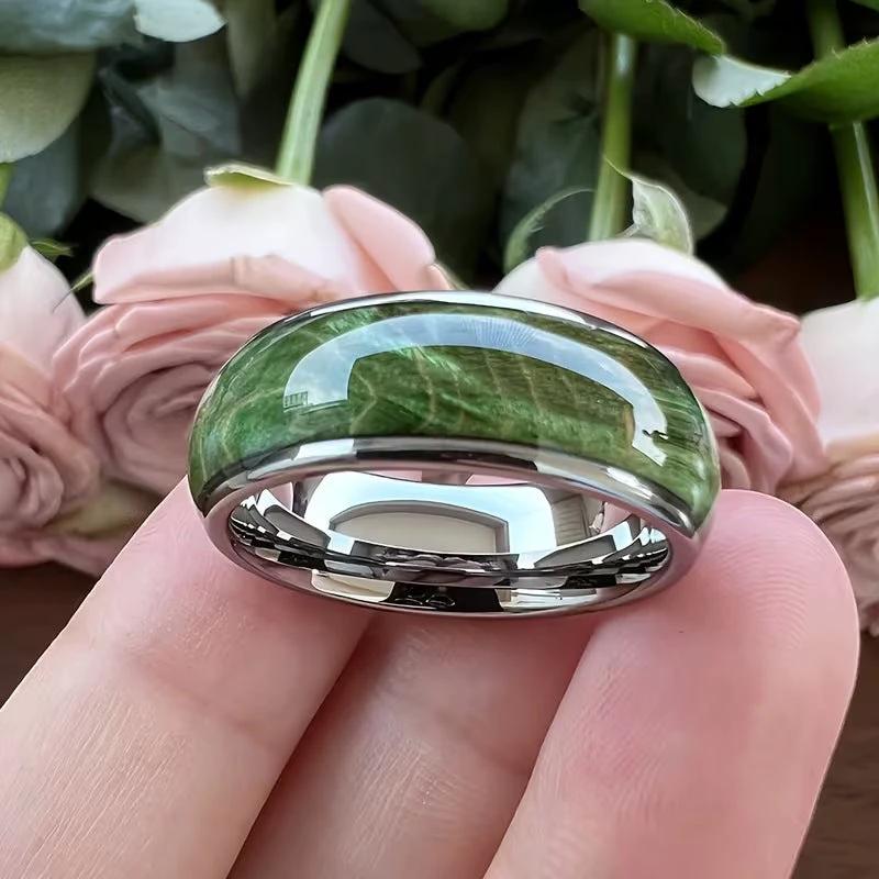 Elegant Green Wood-Grain Men's Ring by GJG Denim