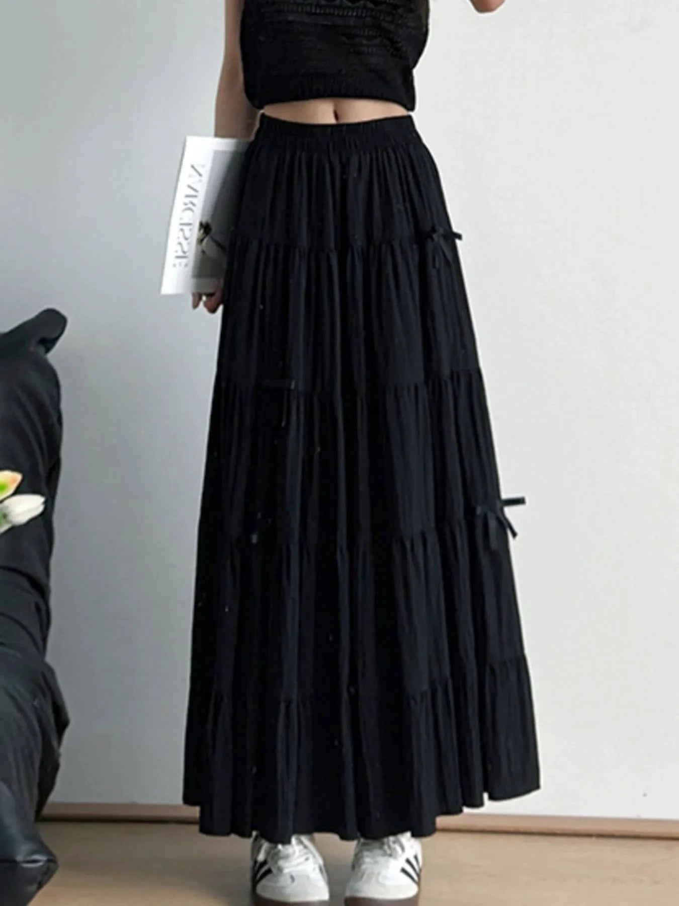 Tiered Elastic Waist Maxi Skirt by Lady Ros