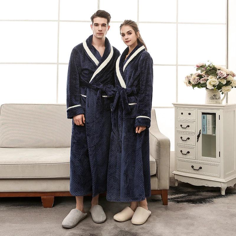 Women Pajamas Couple Gown Bathrobe Winter Robe by GJG Denim