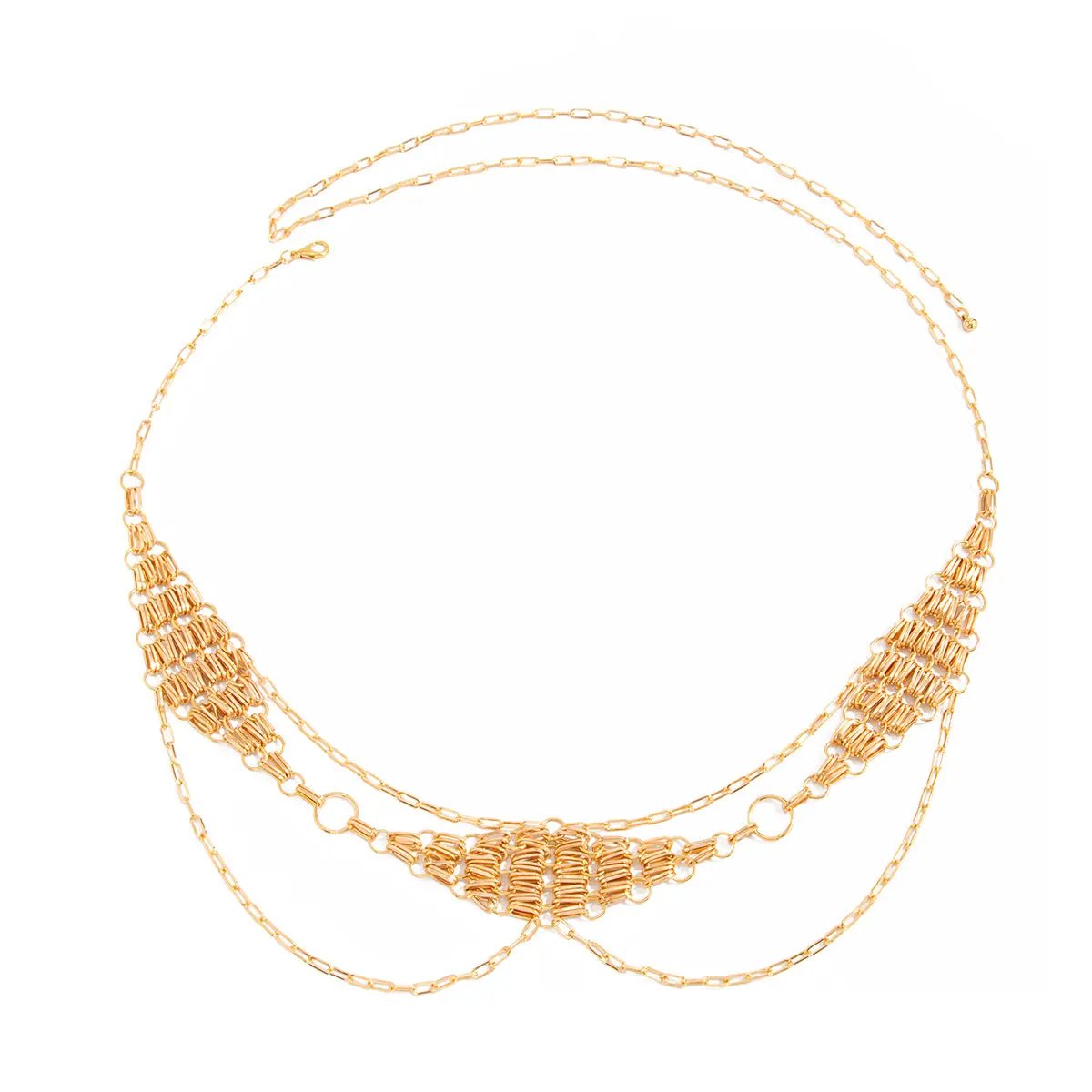 Retro Metal Diamond Woven Waist Chain by GJG Denim