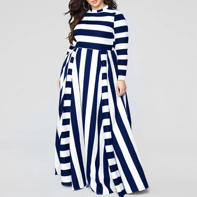 Loose Women''s Dress Plus Size Striped Woman's Dress by GJG Denim