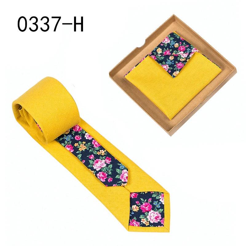 Men's Floral Print Tie and Pocket Square by GJG Denim