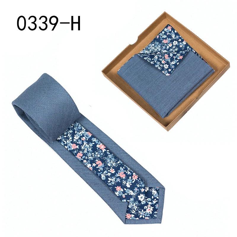 Men's Floral Print Tie and Pocket Square by GJG Denim