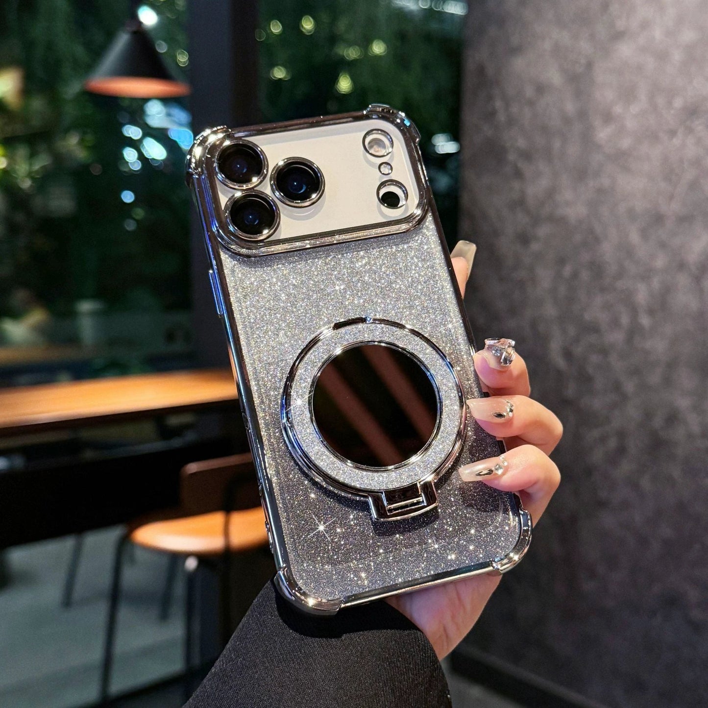 Glitter Mirror Magnetic Bracket Phone Case by GJG Denim