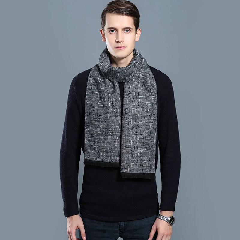 Simple Plaid Warm Keeping Artificial Cashmere Scarf by GJG Denim