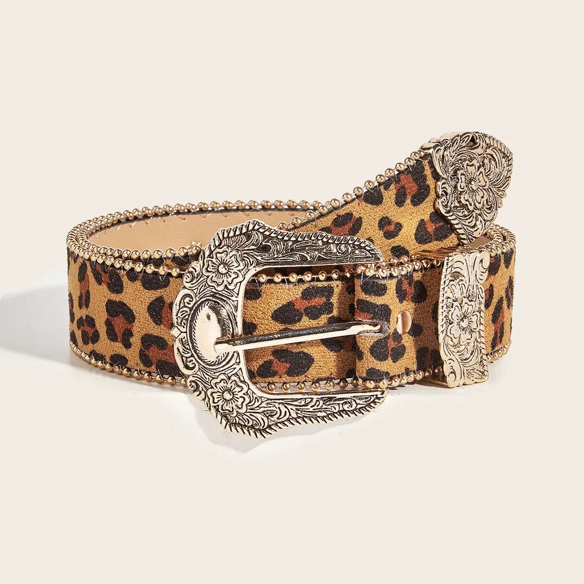 Womens Vintage American-Style Leopard-Print Belt by GJG Denim
