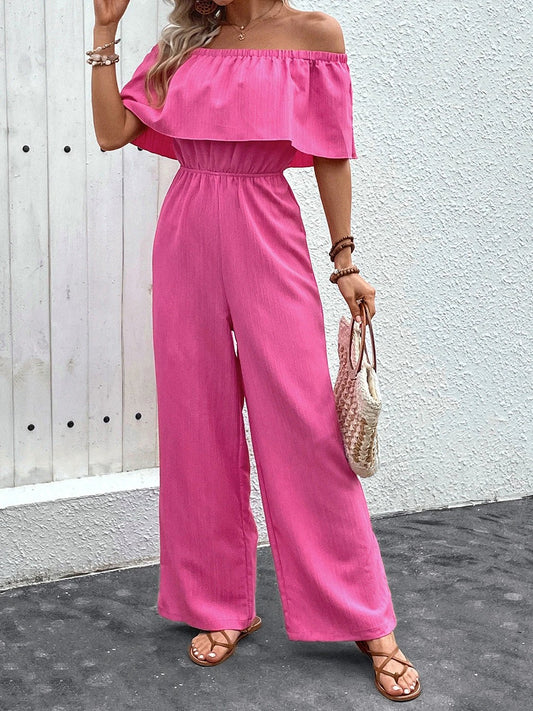 Off-Shoulder Wide Leg Jumpsuit by Lady Ros