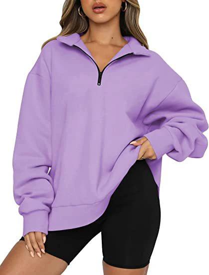 Women Sweatshirts Zip Turndown Collar Loose Casual Tops Clothes by GJG Denim