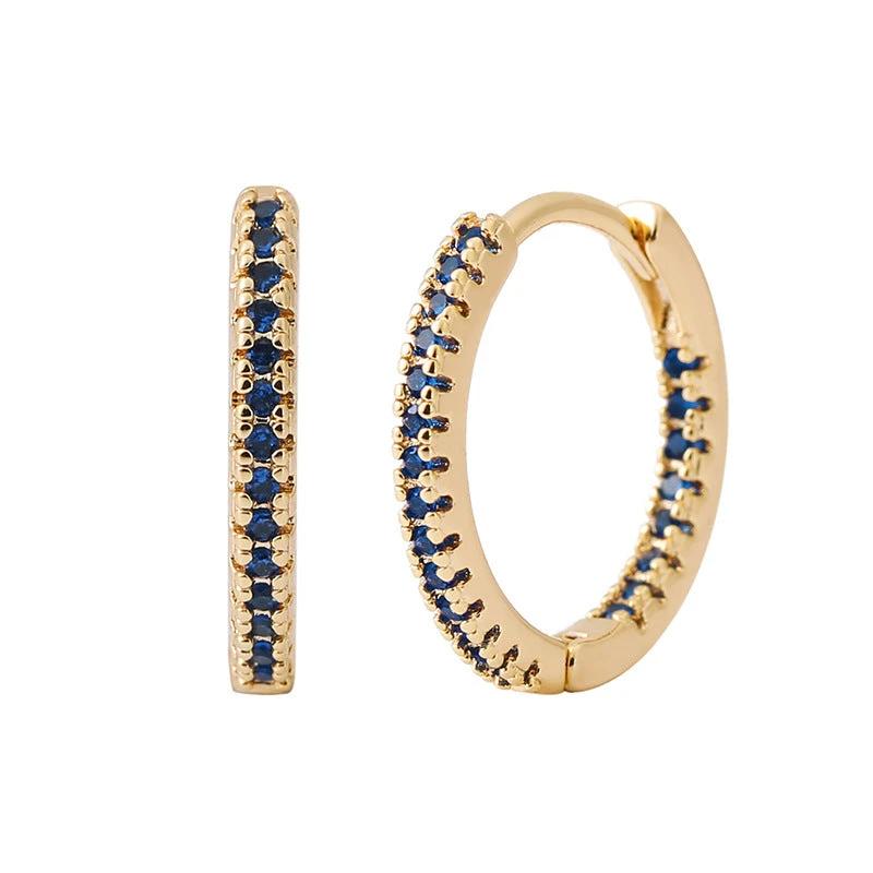 Circle Female Earrings Ear Clip Multicolor Zircon Elegant by GJG Denim