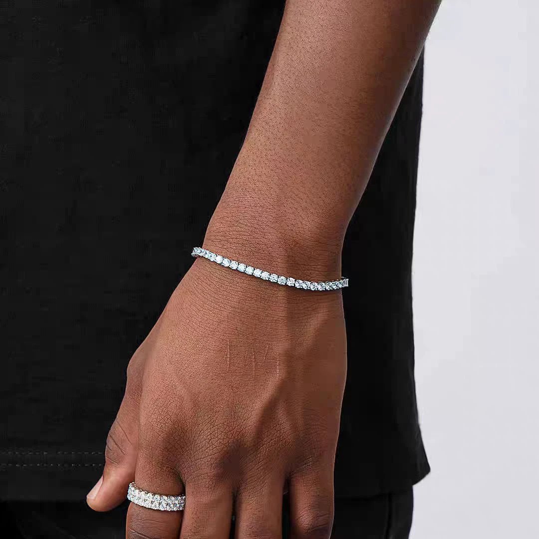 Spring-clasp Zircon Stainless Steel Men's Bracelet by GJG Denim