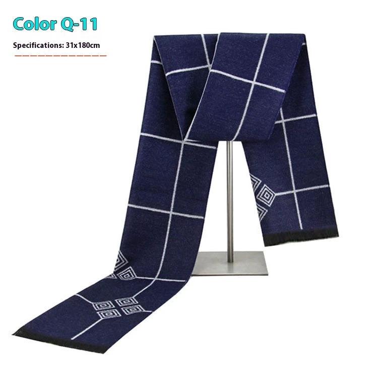 Men's Warm Cashmere-like Striped Scarf by GJG Denim