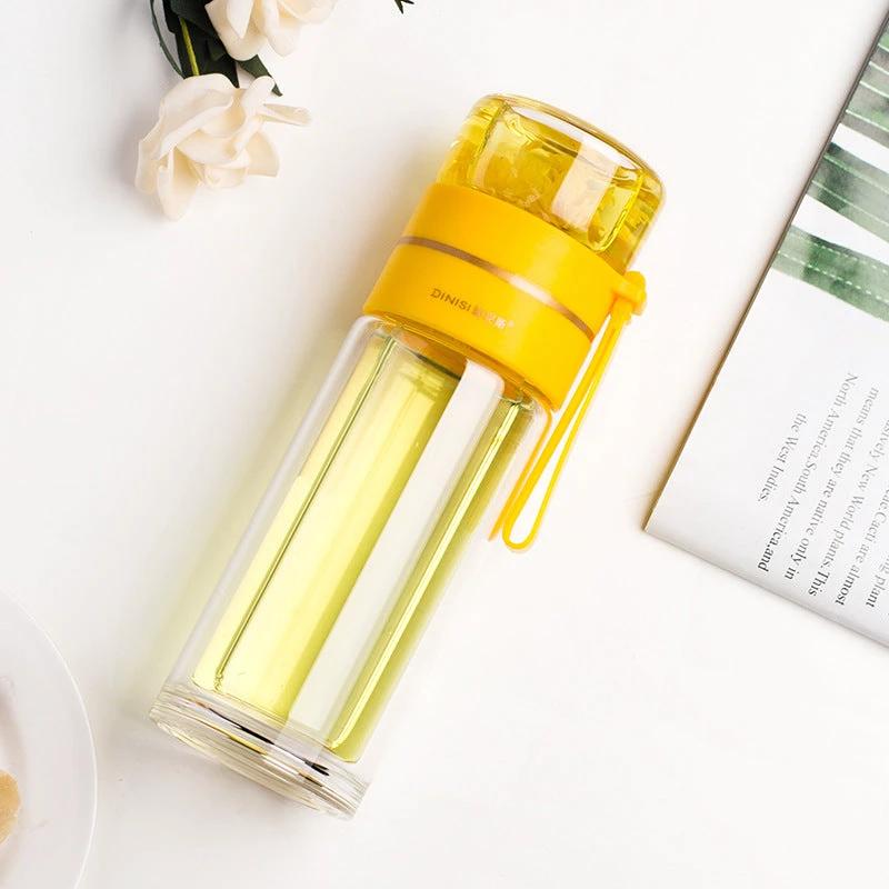 Glass Water Bottle With Tea Infuser Filter Tea Separation Double Wall Glass Bottle Leakproof by GJG Denim