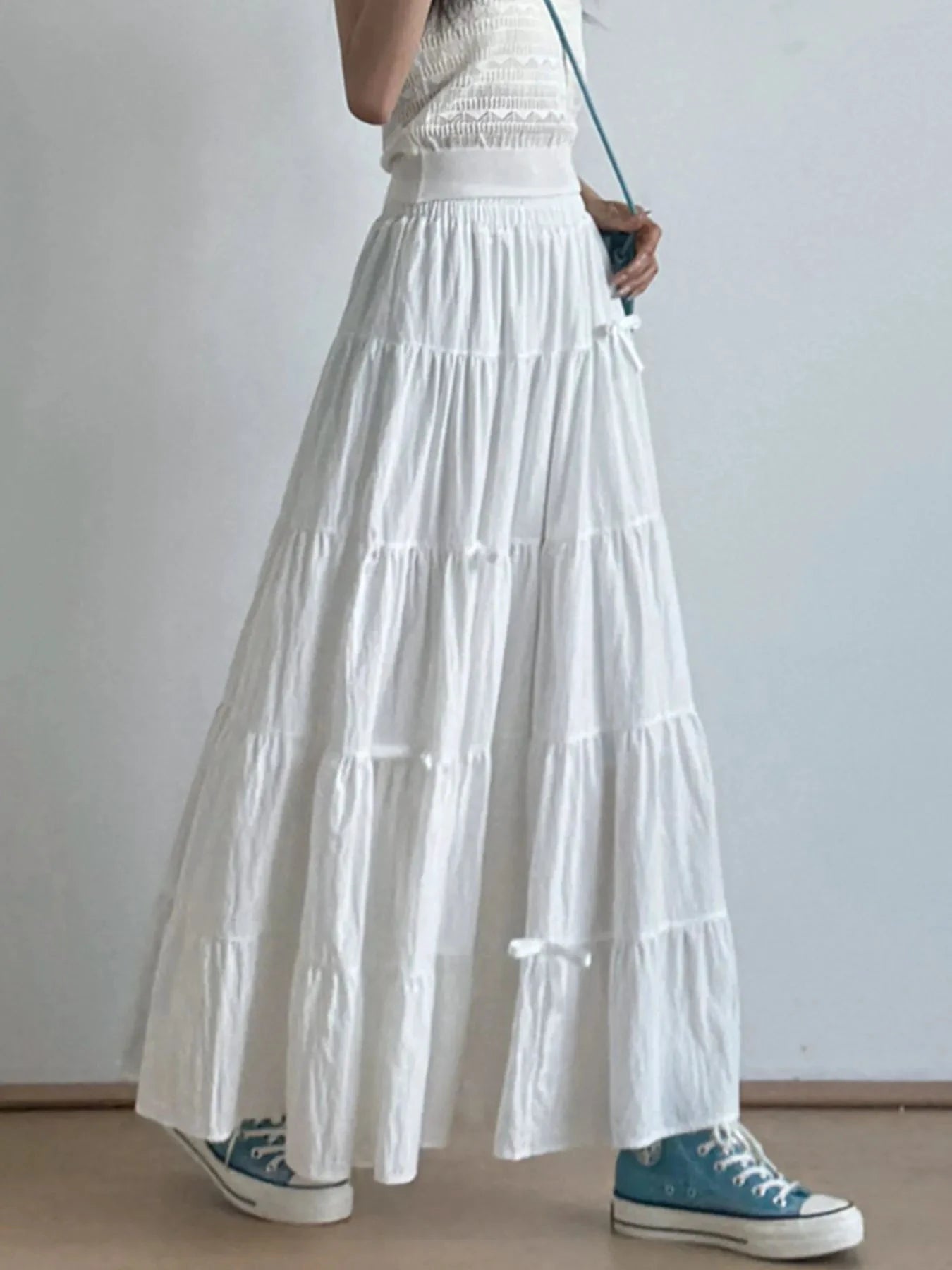 Tiered Elastic Waist Maxi Skirt by Lady Ros
