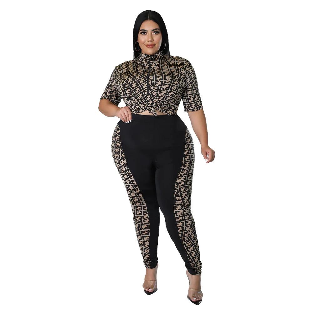 Digital-print Solid-color Patchwork Chic Casual Women's Suit by GJG Denim