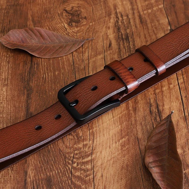 Men's Alloy Pin-buckle Belt With Top-layer Cowhidenew Casual Style by GJG Denim