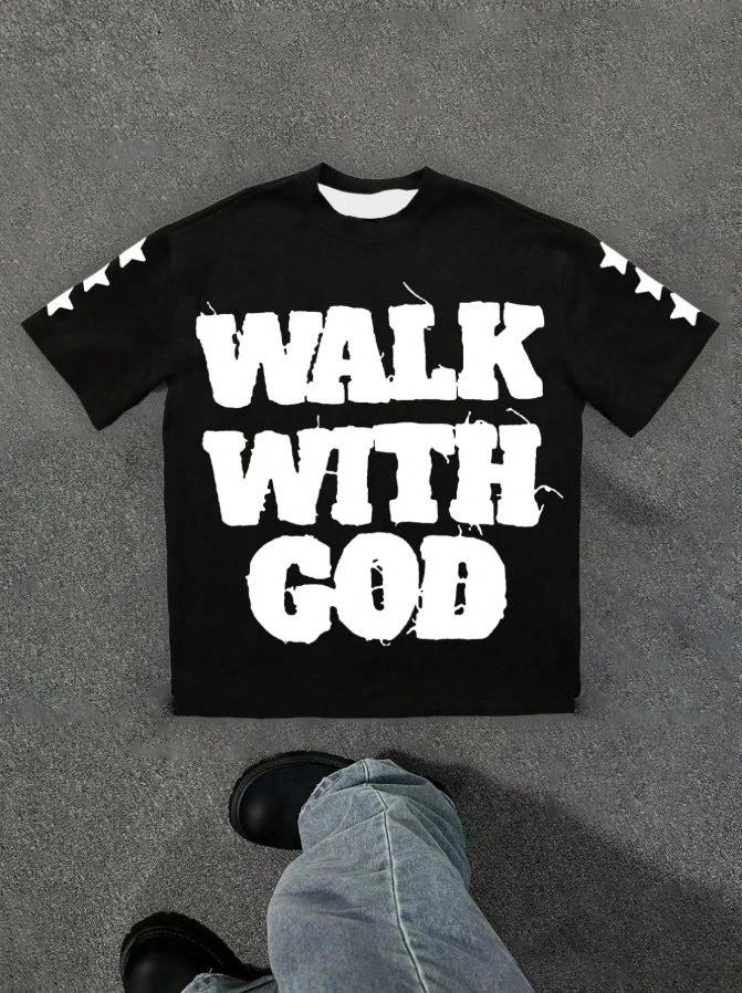 Personality Street Hip Hop Style Letter Pattern T-shirt Retro by GJG Denim