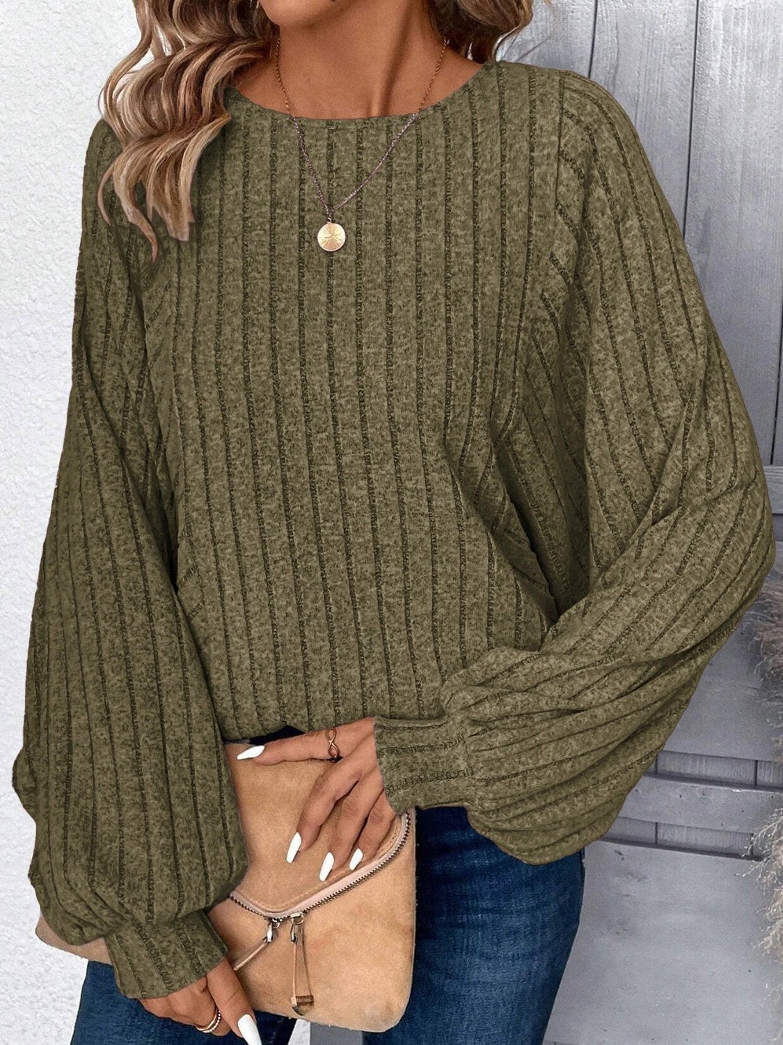 Plus Size Round Neck Batwing Sleeve T-Shirt by Lady Ros