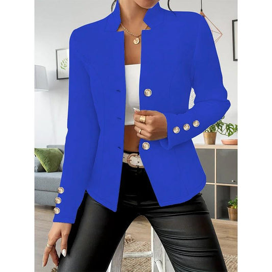 Women Casual Blazers Long Sleeve Business Outerwear Slim Fitting Single Breasted Jacket by GJG Denim
