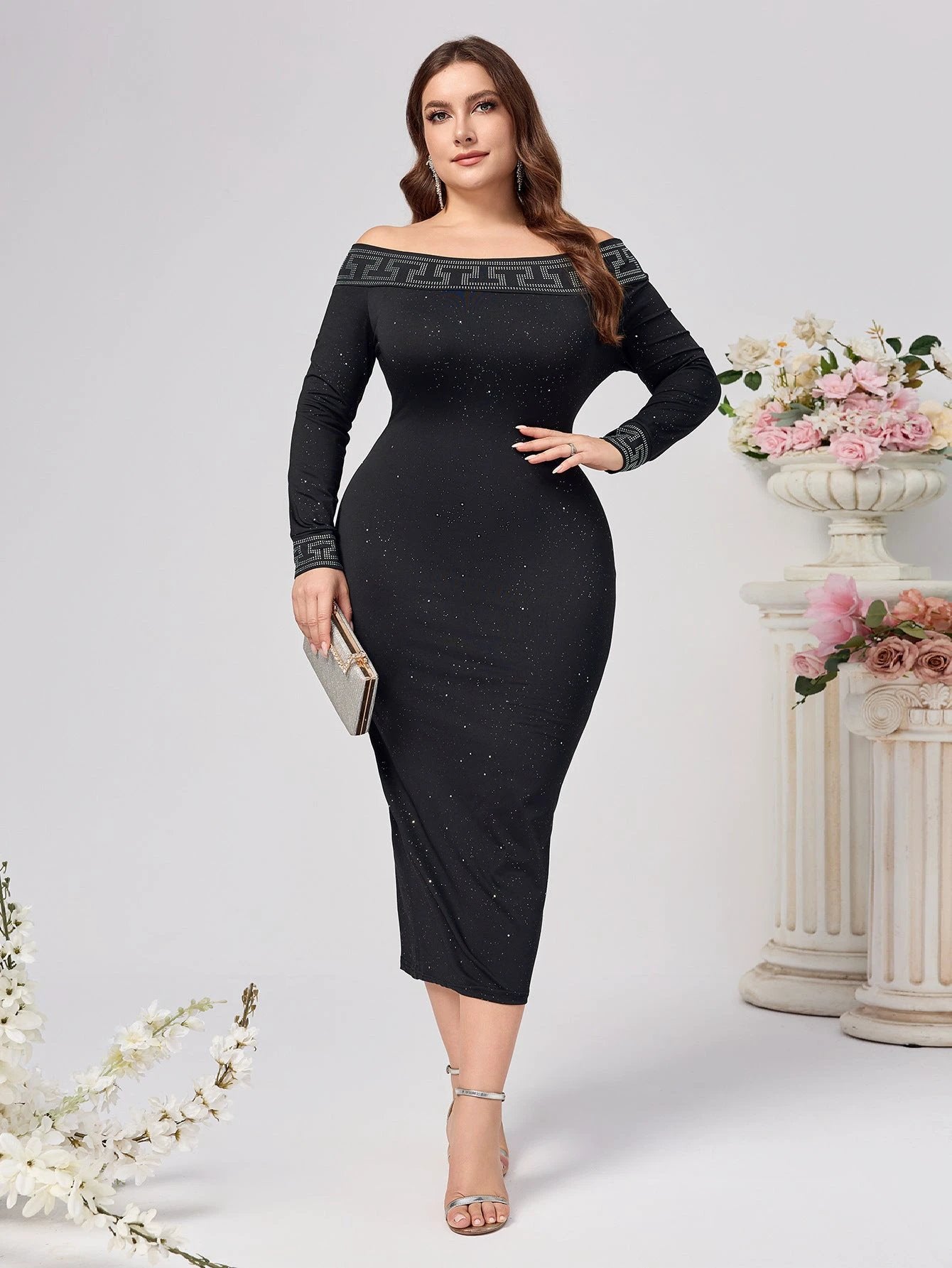 Autumn And Winter Long Sleeve Slim-fit Sequined Dress by GJG Denim