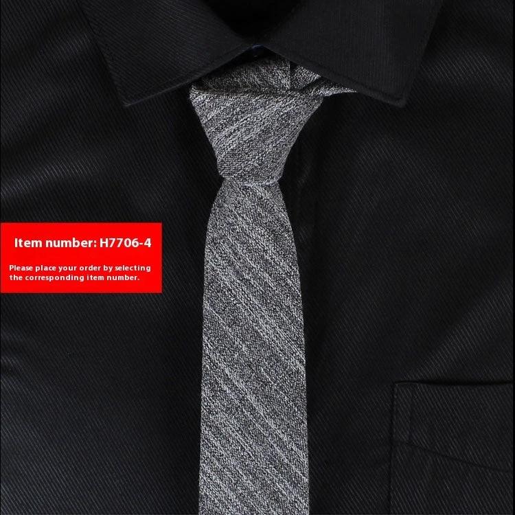 Solid Color Narrow Cotton Men's 6cm Tie by GJG Denim