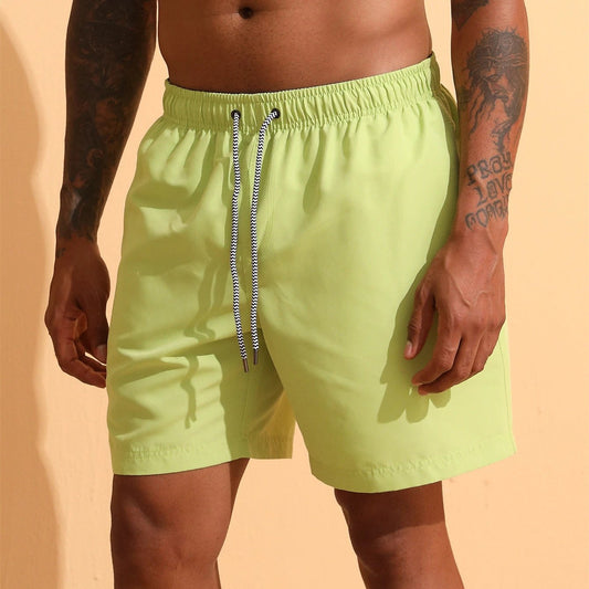 Solid Color Lined Men's Swim Trunks Relaxed Fit And Quick Drying by GJG Denim