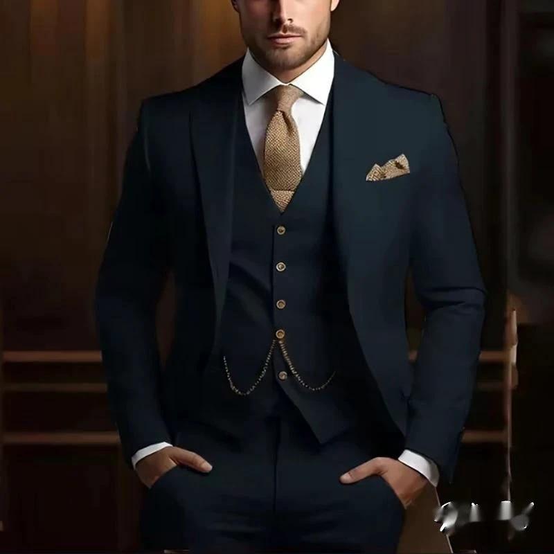 Men's High-grade Gentleman Temperament Slim Three-piece Suit by GJG Denim