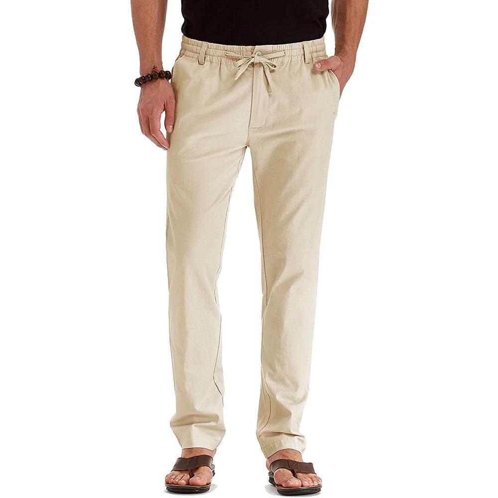 Me's Business Casual Loose Large Size Elastic Waist With Solid Color Pants by GJG Denim