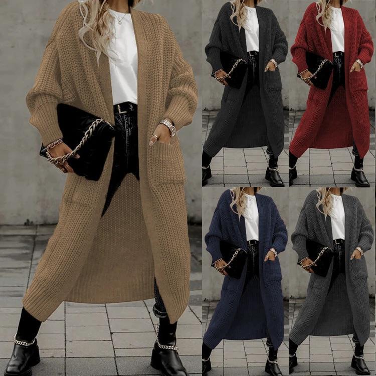 Women's Knitted Plus Size Long Cardigan w/ Pocket by GJG Denim