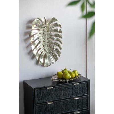 18.9x13.4x1.4 Gold Monstera Leaf Wall Decor by GJG Denim