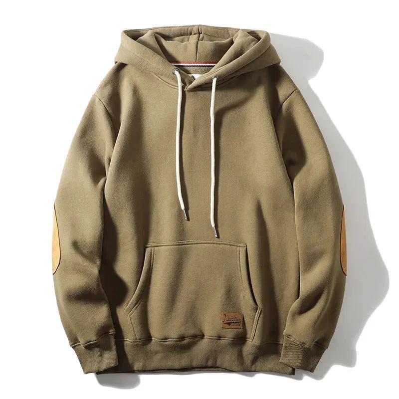 Men's Thick Warm Affixed Cloth Embroidered Hoodies by GJG Denim