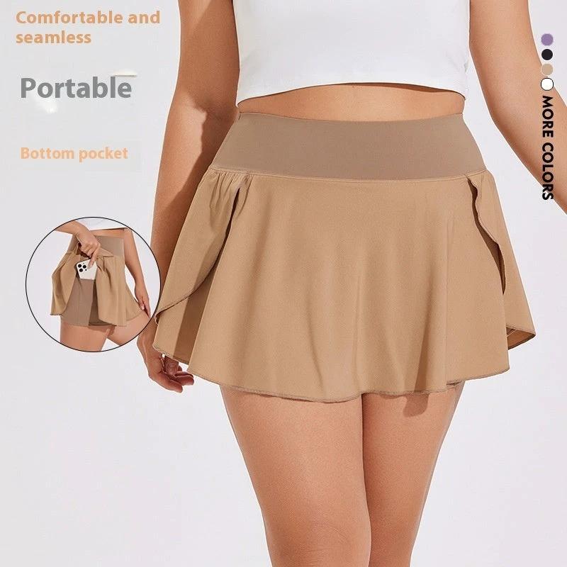 Plus Size High Waist Running Sports Short Skirt Women's Fitness Pants Yoga Skirt by GJG Denim