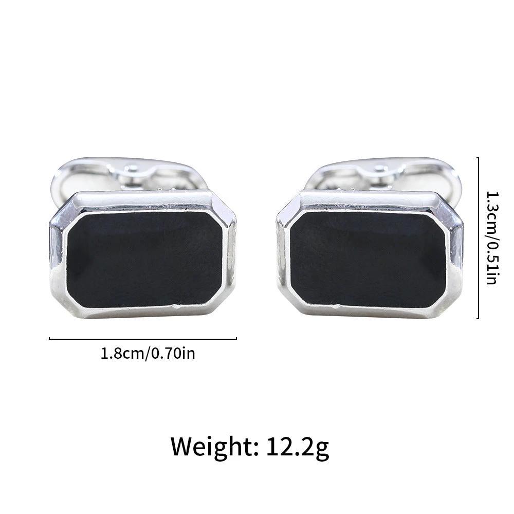 Round Geometric Black Gemstone Cufflinks For Men by GJG Denim