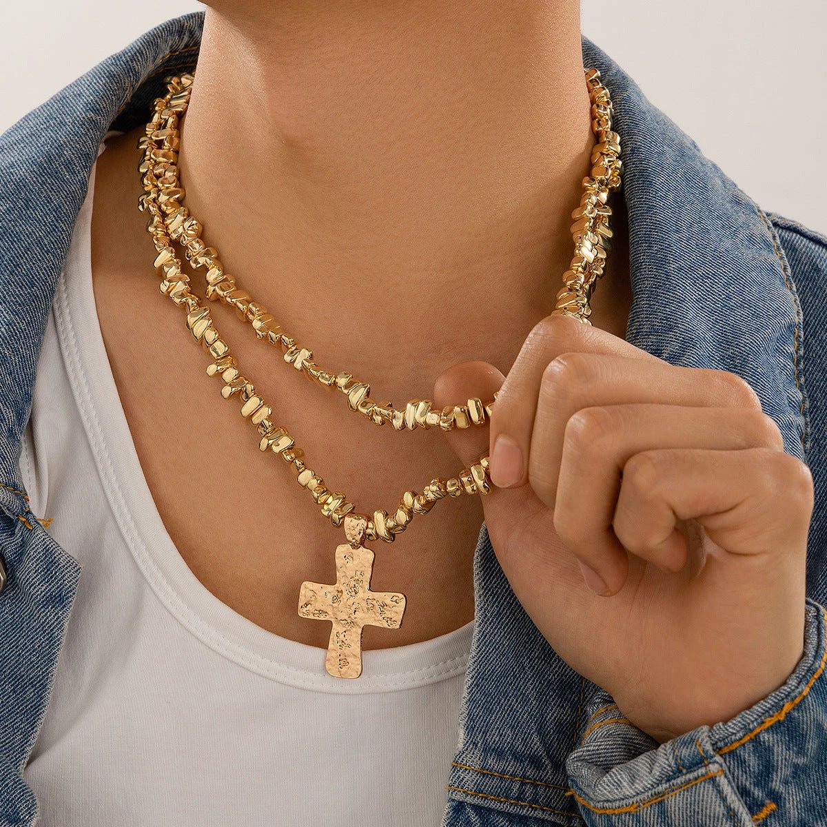 Niche Uniquely Shaped Beaded Necklace For Men by GJG Denim