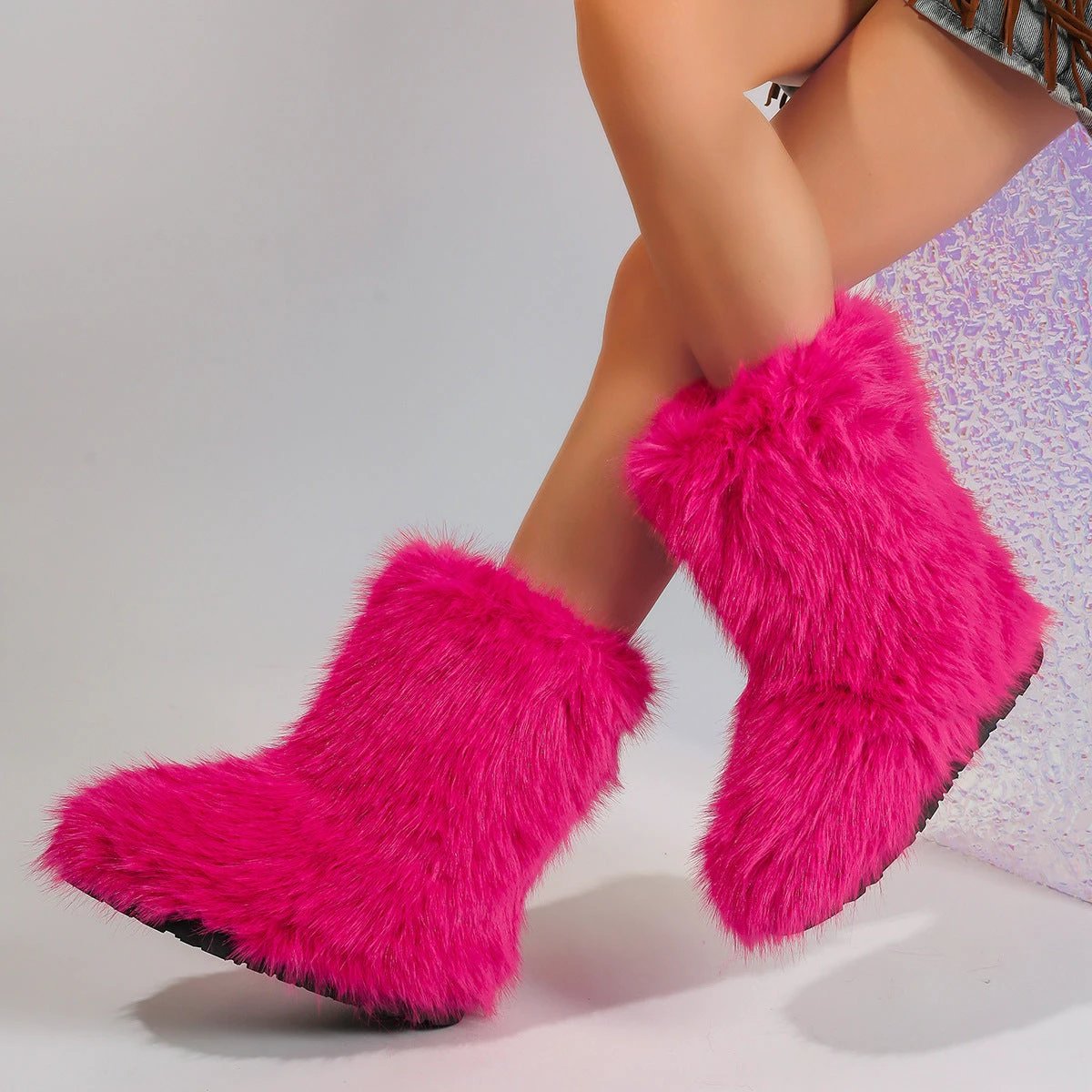 Snow Boots Middle Boots Furry Boots by GJG Denim